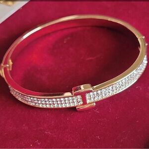 18K Gold over Brass AAA CZ Bracelet Bangle